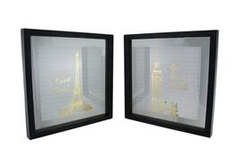 Zeckos - 2 Pc. Live Love Travel Foiled Eiffel Tower/Big Ben Wall Hanging Set - Black