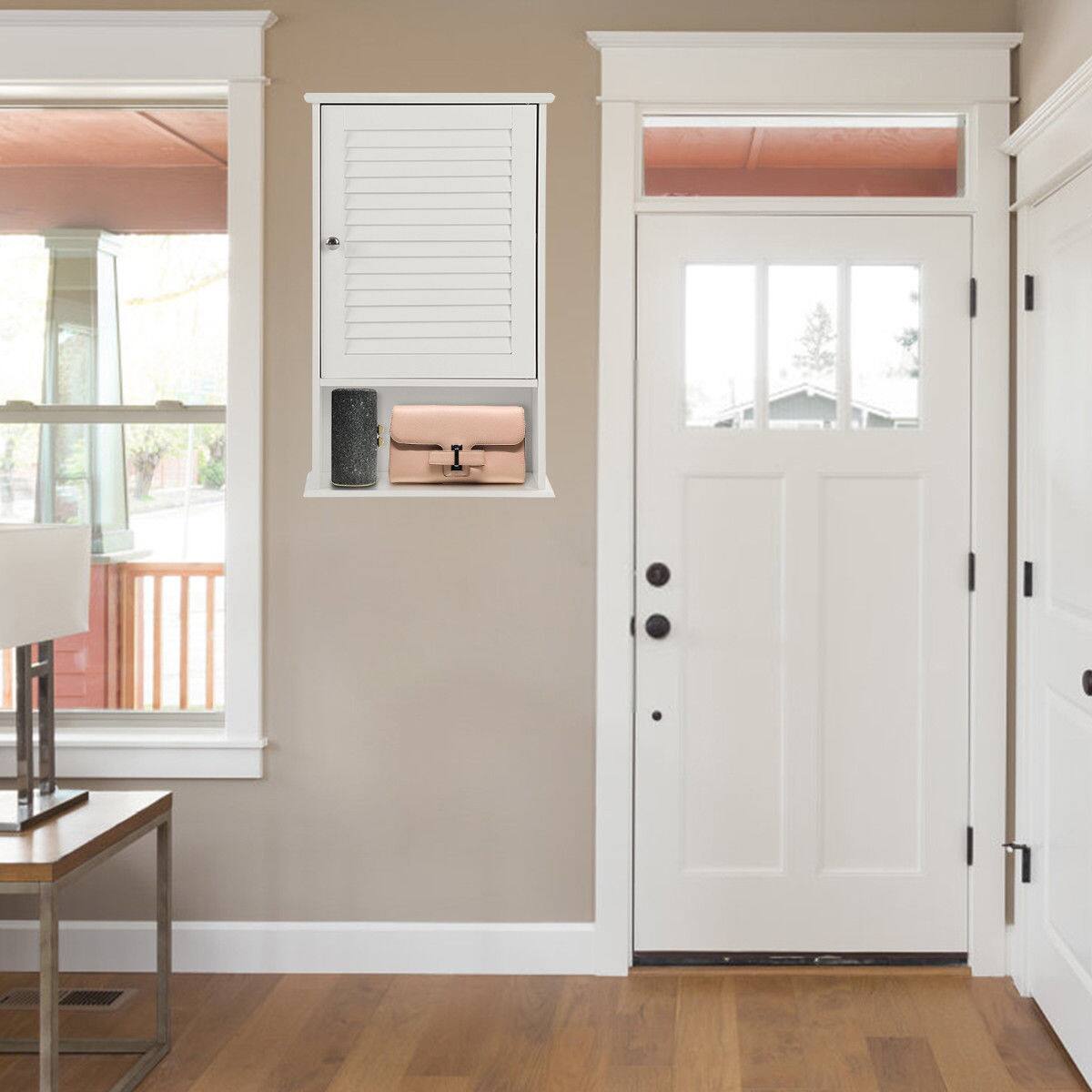 Alt View 3. Gymax - Gymax 27.5'' H Wall Cabinet Hanging Bathroom Storage Cabinet Adjustable Shelf - white.