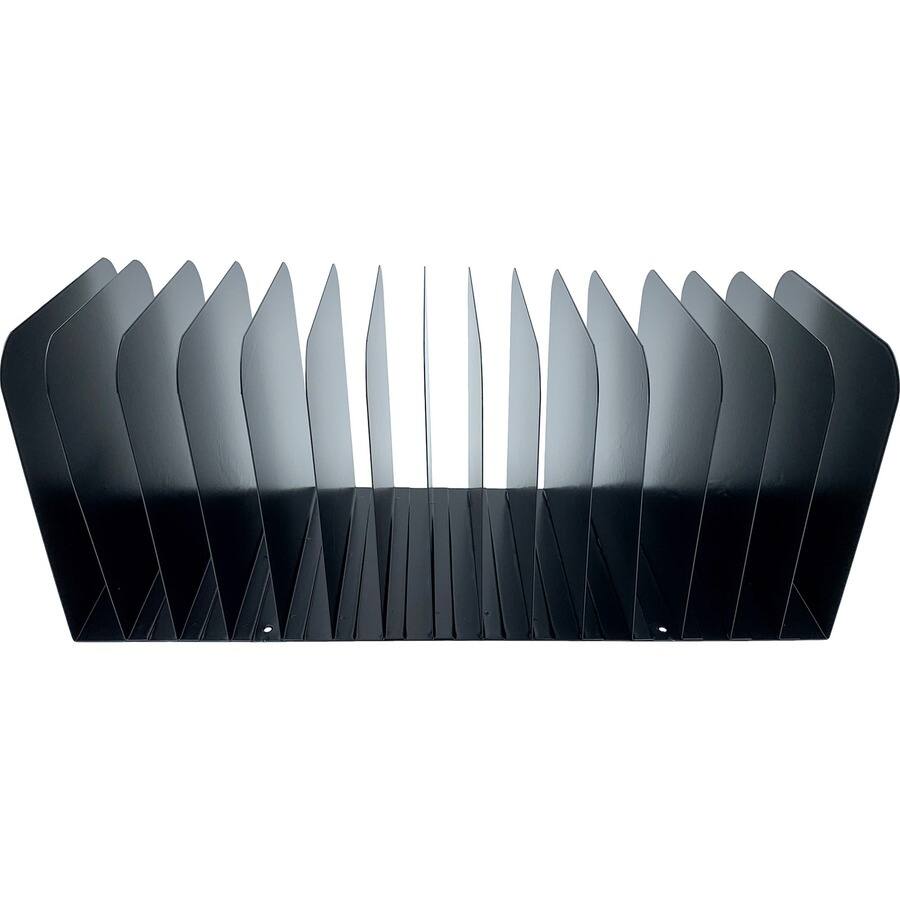 Angle. Huron - Huron 15 slot Vertical Message Rack 15 Compartment Vertical 6.50" x 16" x 16.25" Durable Black Steel - Black.