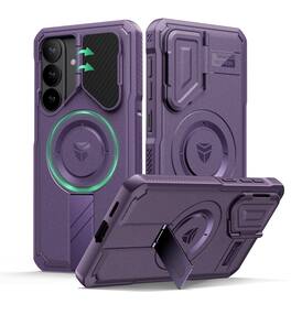 Dexnor - Rugged Case for Samsung Galaxy S26 Plus with Flip Camera Cover, Compatible with MagSafe, Shockproof Protective Cover - Phantom Purple