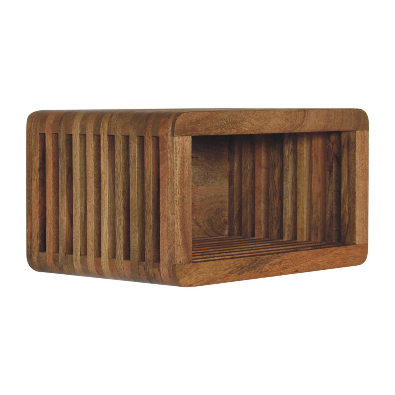 Left. Artisan Furniture - Artisan Furniture Solid Wood Soba Wall Mounted Bedside, 1 Shelf, Brown - Brown.