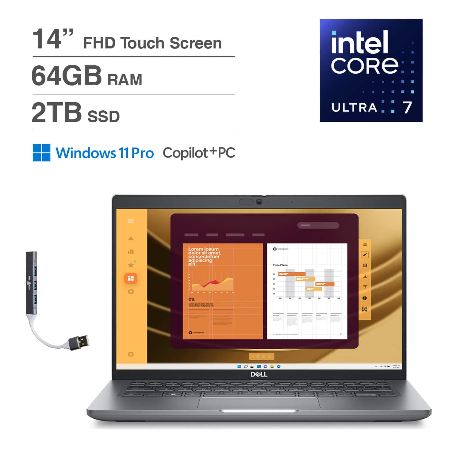 Dell - Latitude 5450 CTO-5450 Laptop, Core Ultra 7 155U, 64GB, 2TB SSD, 14.0 FHD (1920x1080), Win 11 Pro - Gray