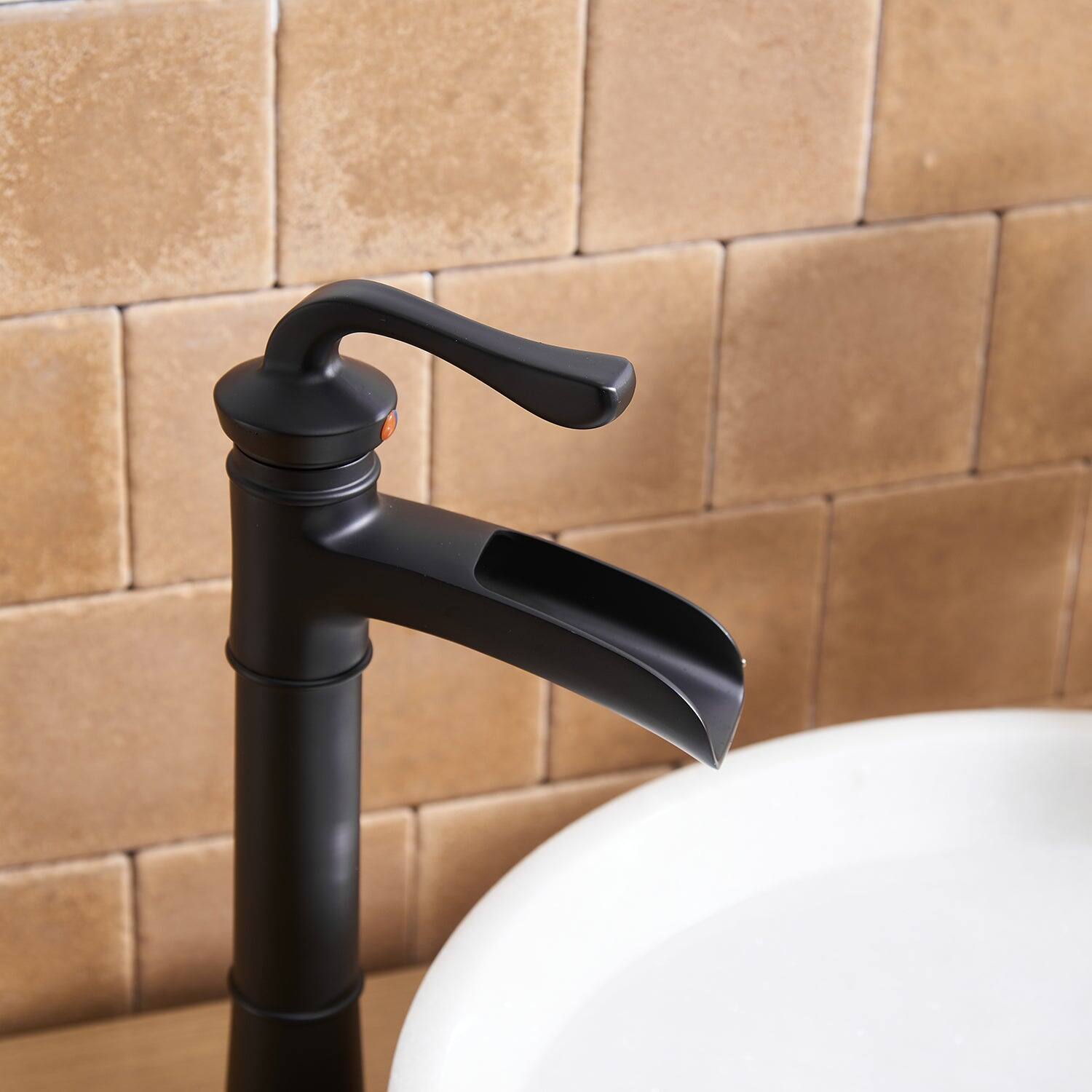 Alt View 8. Boyel Living - Waterfall Single Handle Single Hole Vessel Bathroom Faucet with Pop-up Drain in Matte Black - Matte Black.