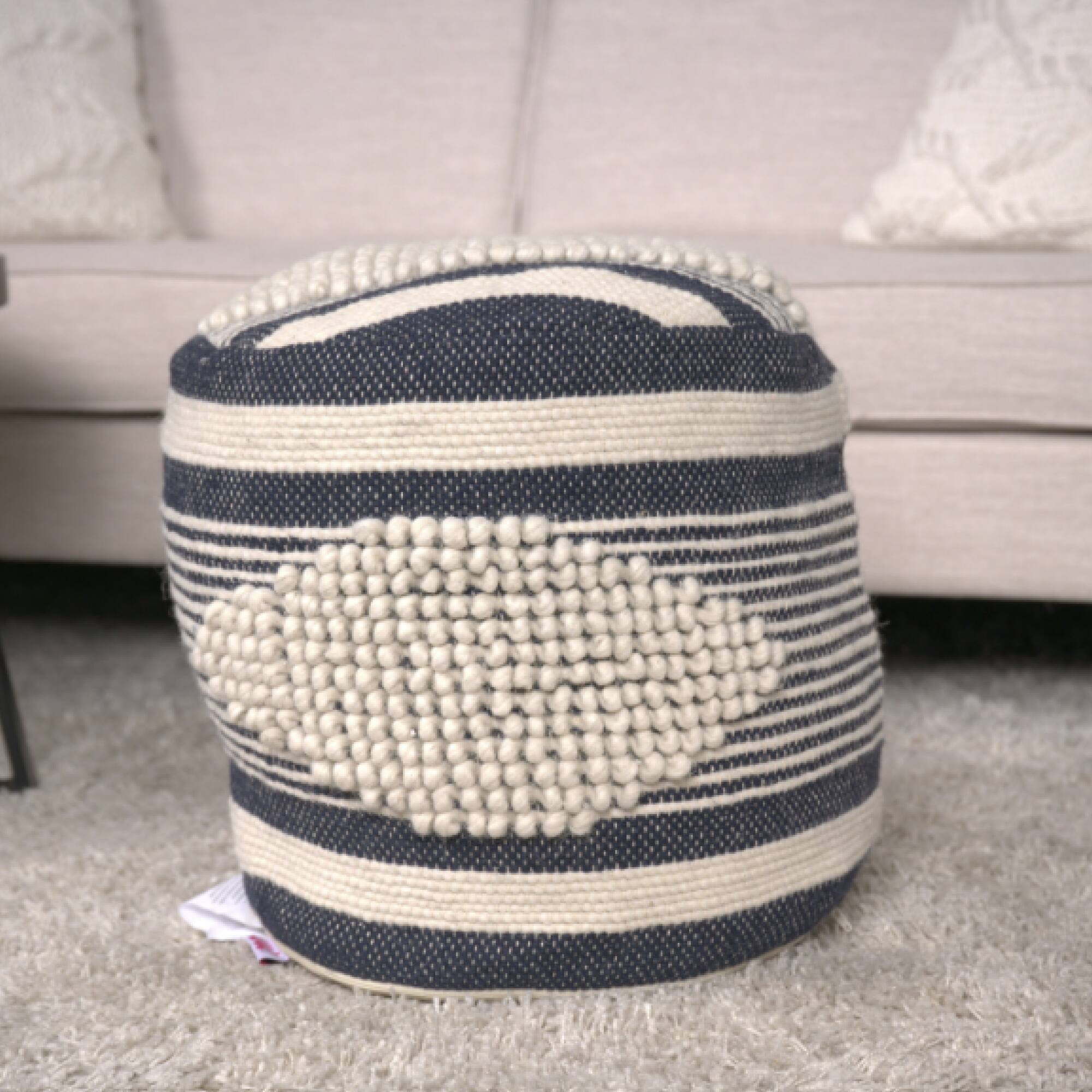 GOODSILO - Handcrafted Fabric Cylindrical Pouf with Stylish Design and Durable Construction - Dawn Grey