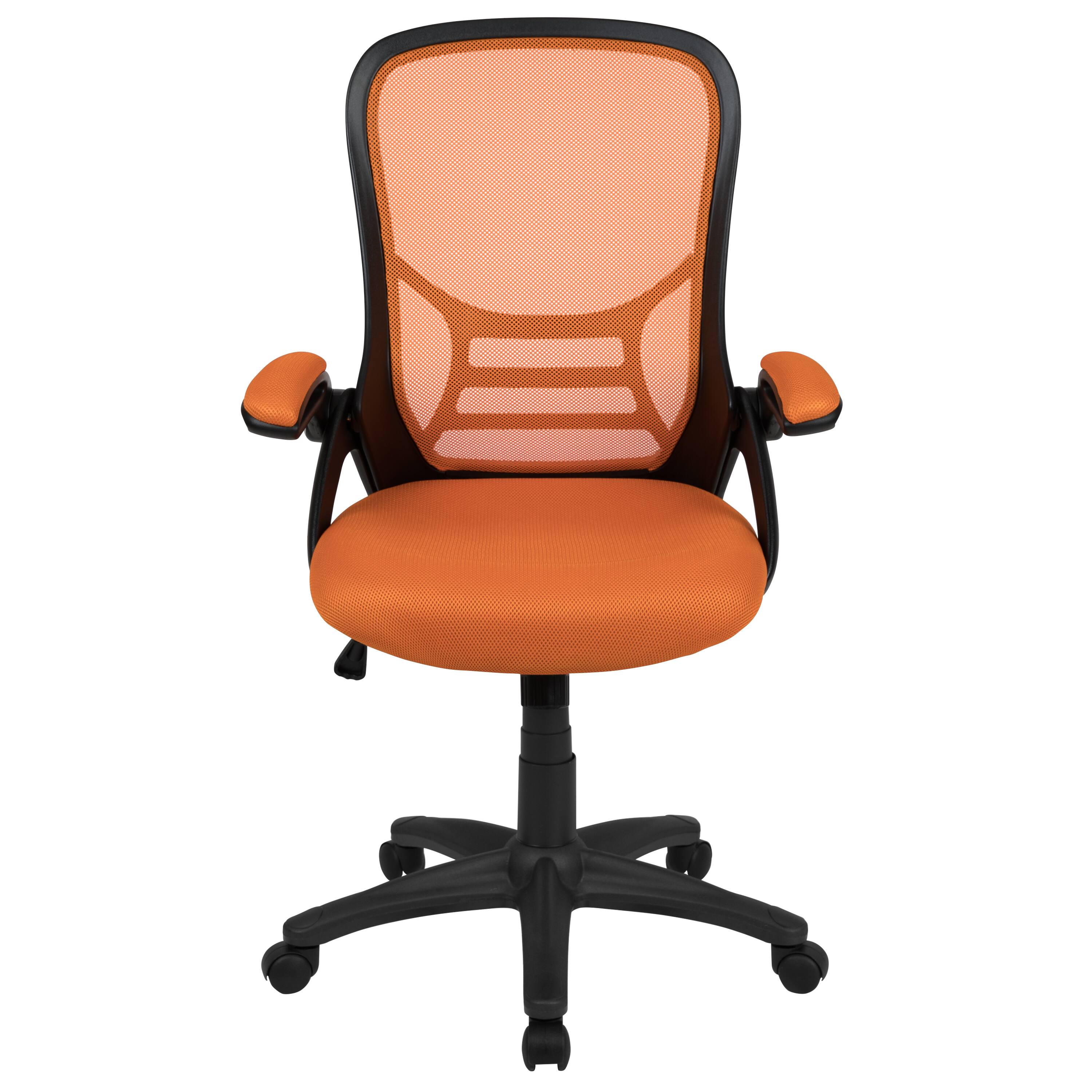 Alt View 7. Emma + Oliver - High Back Mesh Ergonomic Office Chair with Flip-up Arms - Orange.