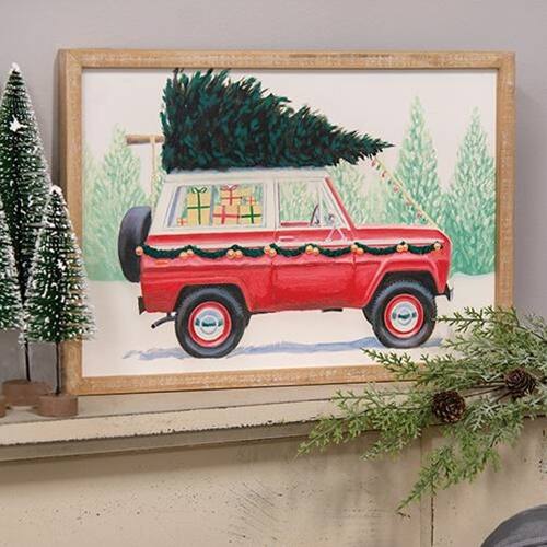 Angle. BreeBe - Home For The Holidays Truck Wood Sign - Multicolor.