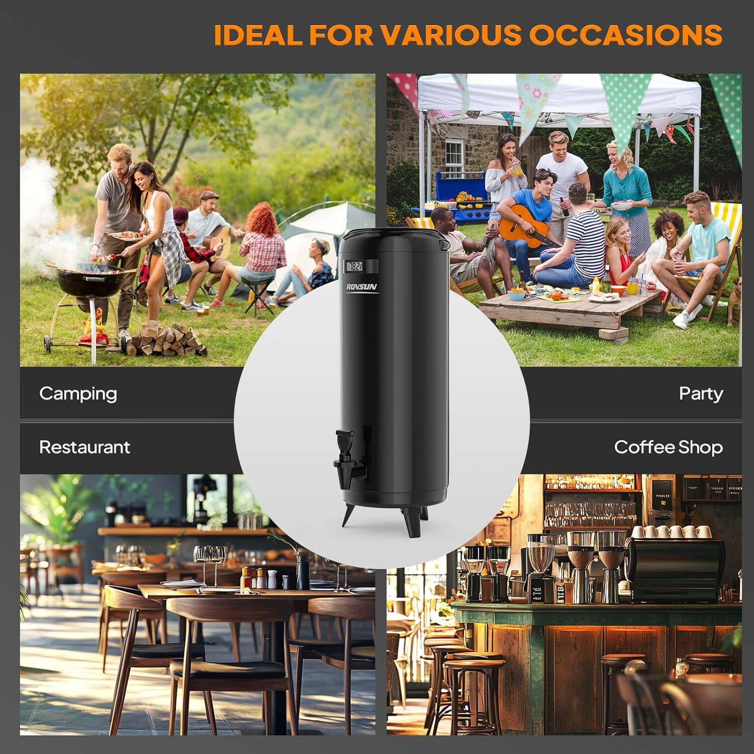 IDEAL FOR VARIOUS OCCASIONS

- Camping
- Restaurant
- Party
- Coffee Shop