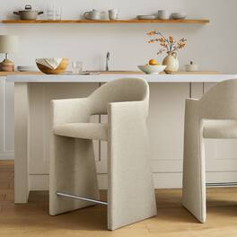 Talia 37 Inch Upholstered Fabric Counter Stool by Modway - Linen