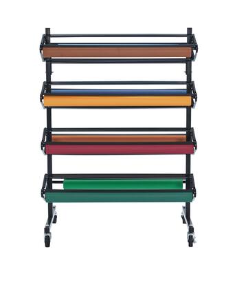 Front. AdirHome - Paper Roll Holder, Horizontal Wrapping Paper Classroom Large Paper Roll Dispenser, 8 Paper Rolls - Black.