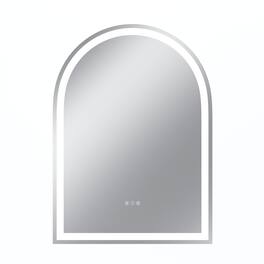 Boyel Living - 32 x 43 in Rectangle Aluminum Frame Arched Mirror with Front Light and Anti-Distortion Glass