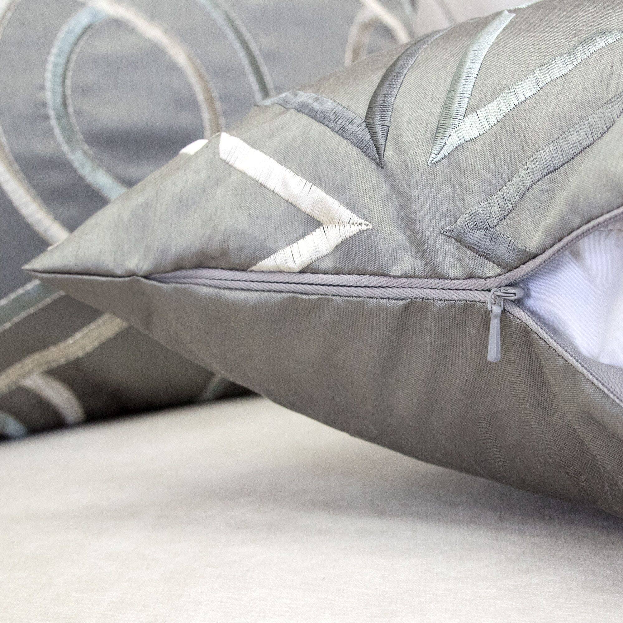 Back. LuXeo - Elenoh Geometric Throw Pillow - GRAY.