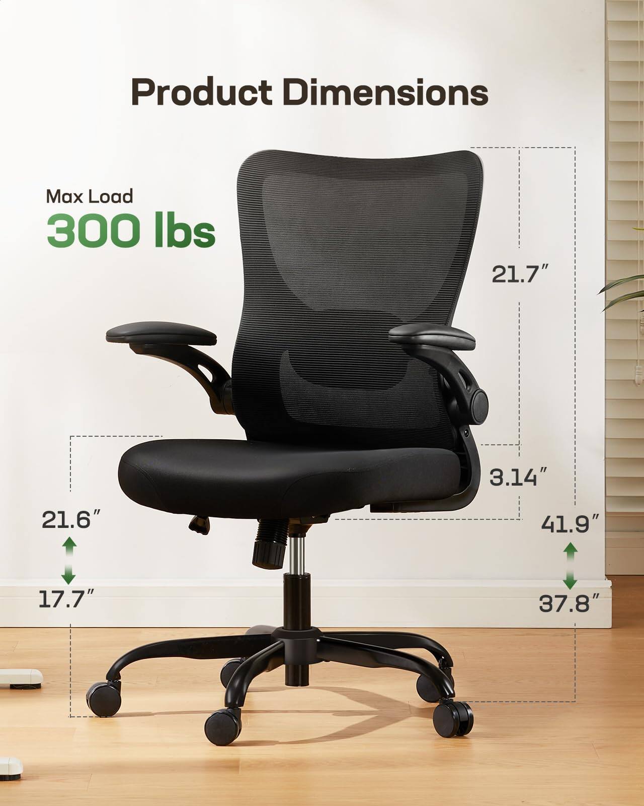 Product Dimensions  
Max Load: 300 lbs  
21.7" x 3.14" x 21.6" x 41.9" x 17.7" x 37.8"