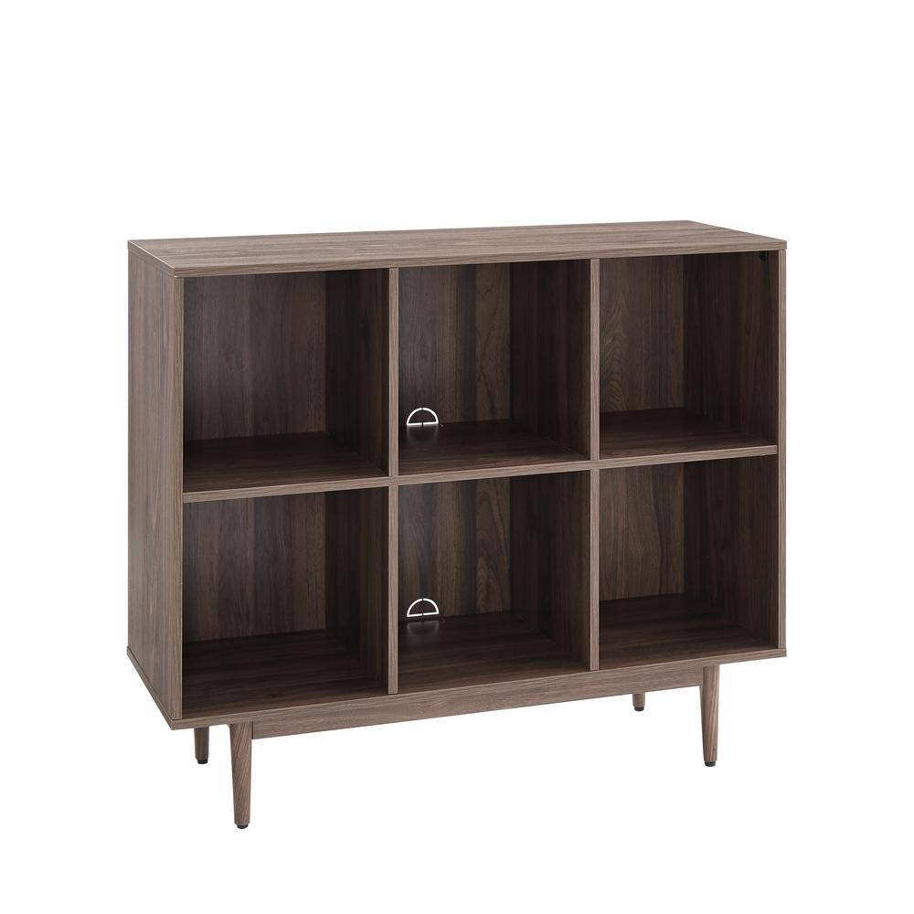 Back. Crosley Furniture - Liam 6 Cube Record Storage Cube Bookcase - Walnut.