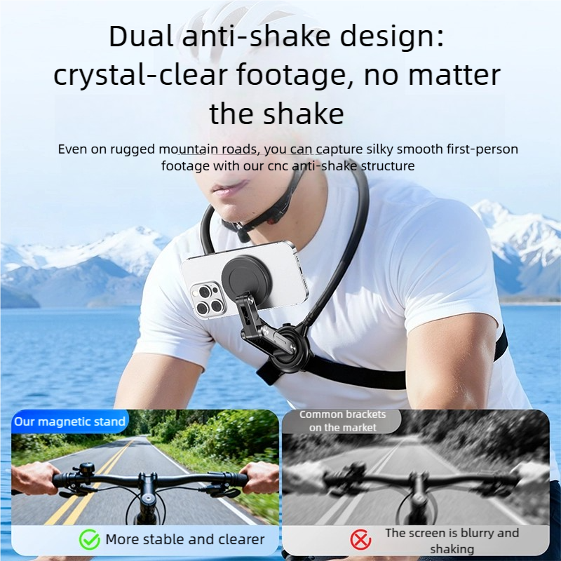 Dual anti-shake design: crystal-clear footage, no matter the shake

Even on rugged mountain roads, you can capture silky smooth first-person footage with our CNC anti-shake structure.

Our magnetic stand
More stable and clearer

Common brackets on the market
The screen is blurry and shaking