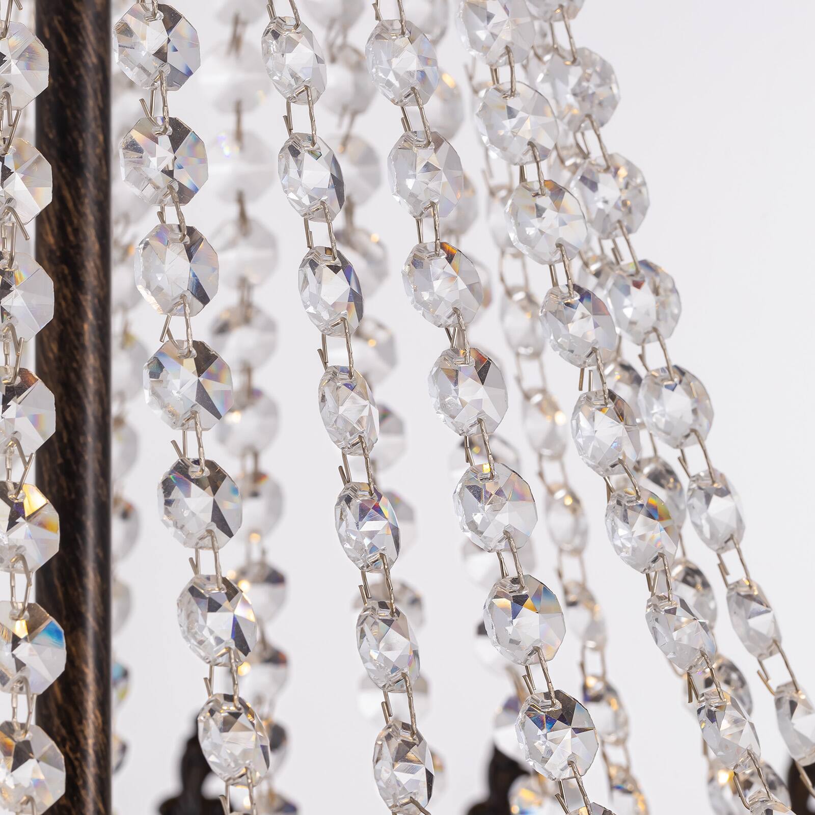 Alt View 9. Siljoy - 23.6" Vintage 9-Light Crystal Chandelier, Black Gold Adjustable Chain E12 Pendant Light for Living Room Dining Foyer - Antique Black Gold.