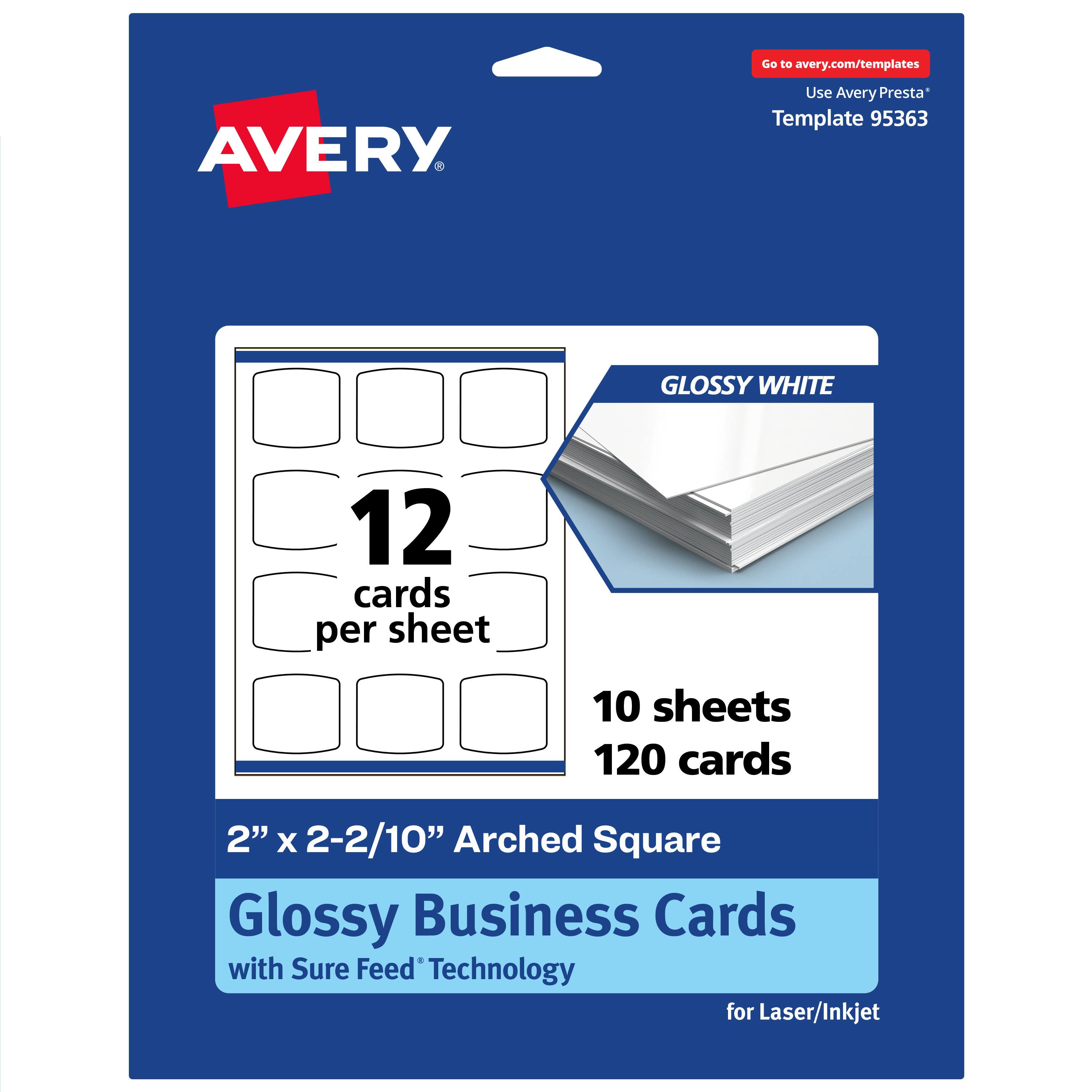 "Avery - Arched Business Cards, 2"" x 2-2/10"", Glossy 120 Total - White" price history on PriceWatchPro