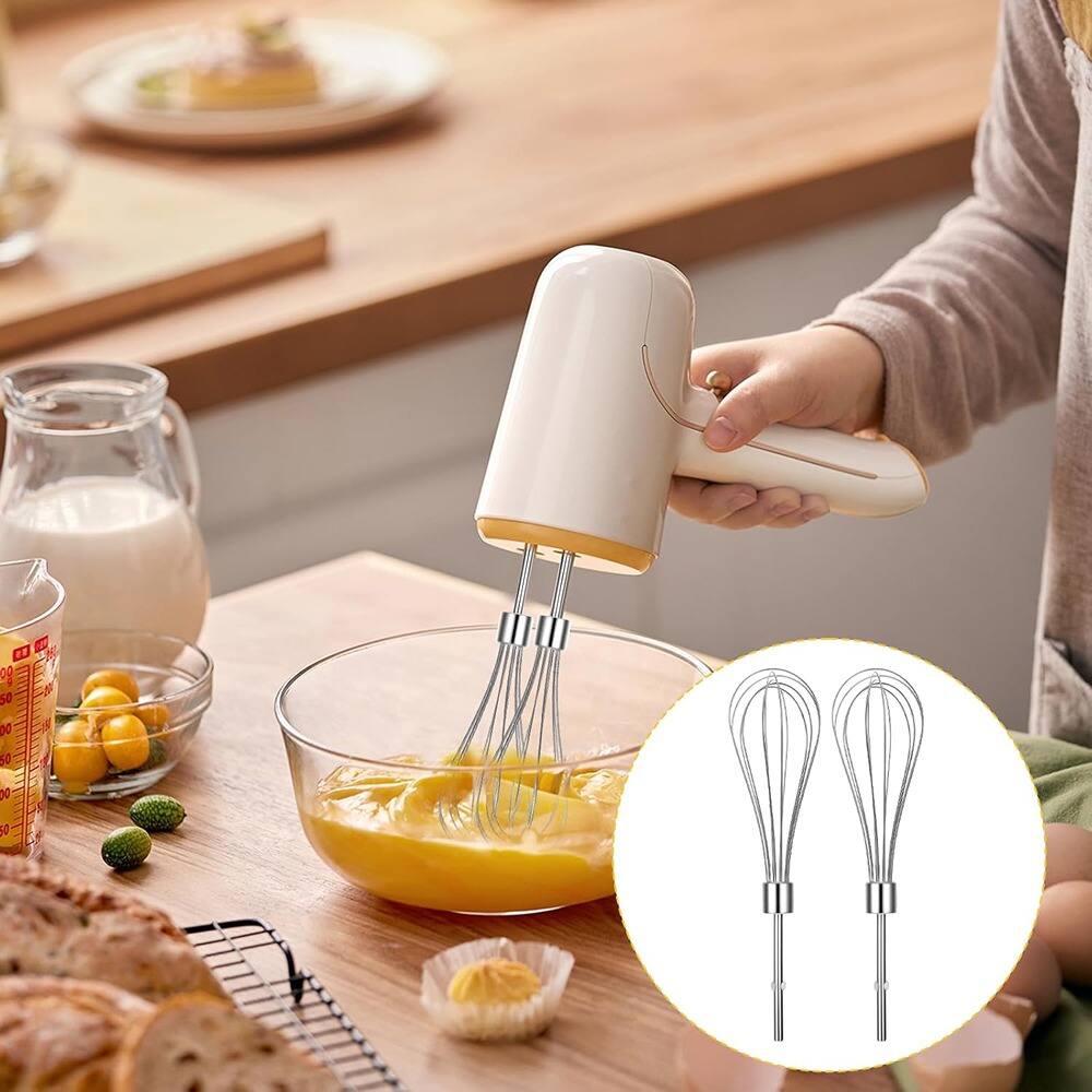 Back. RTMB - Set of 4 Hand Mixer Attachments – Stainless Steel Beaters & Dough Hooks - Silver.