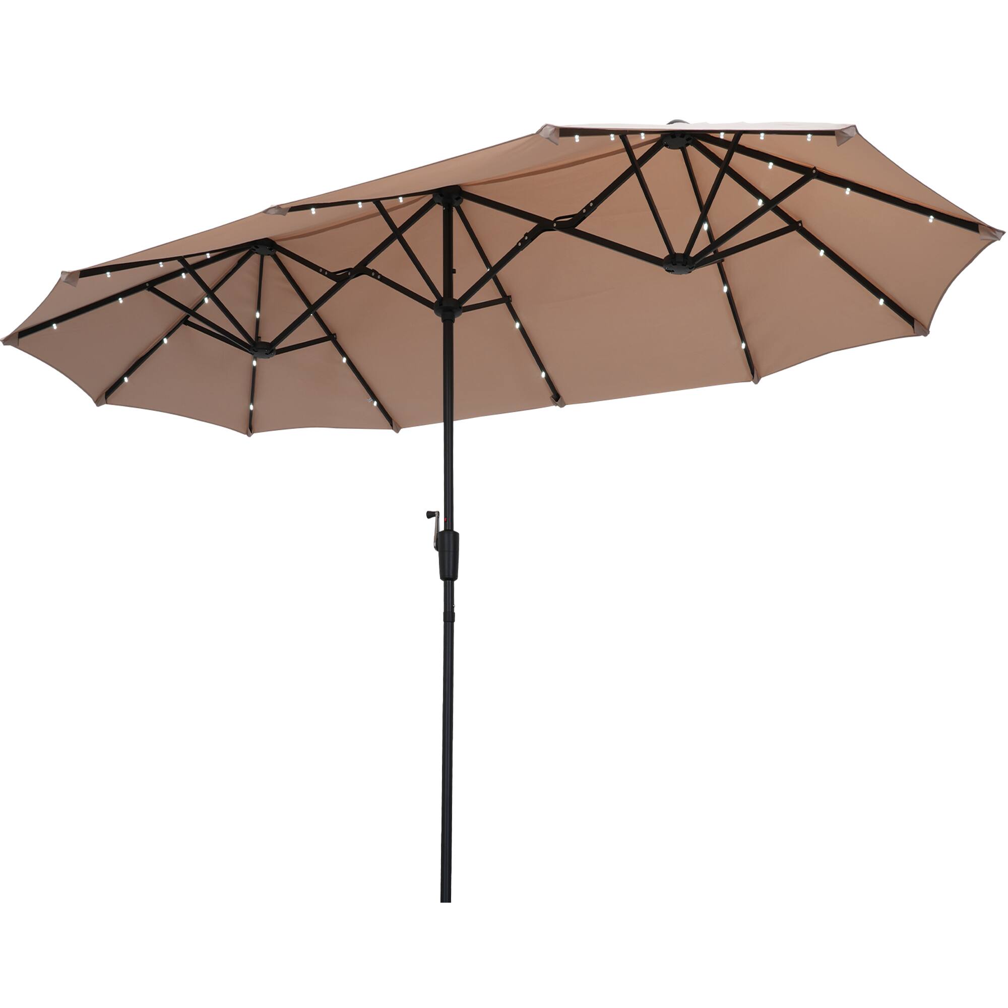 Ainfox - 13ft Patio Umbrella Outdoor Umbrella With Led Lights - Khaki