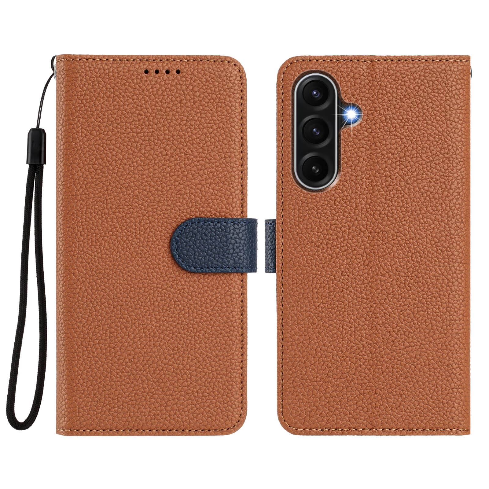 Alt View 4. Dteck - Magnetic Detachable 2-in-1 Wallet Case for Samsung Galaxy A17 5G,PU Leather Flip Cover with Card Slots & Wrist Strap - Brown.
