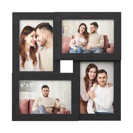 Songmics Home - Collage Picture Frames, 4x6 for Wall Decor, Multi Family Photo for Gallery Decor, Hanging Display, Set of 4 - Ink Black