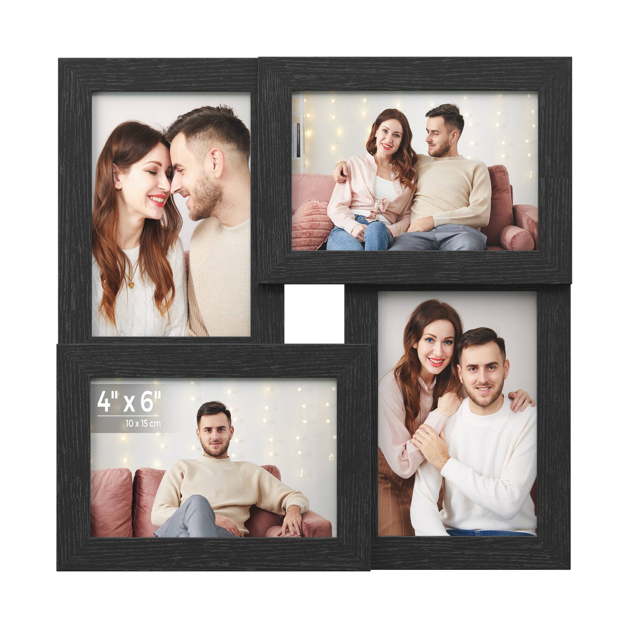 Front. Songmics Home - Collage Picture Frames, 4x6 for Wall Decor, Multi Family Photo for Gallery Decor, Hanging Display, Set of 4 - Ink Black.