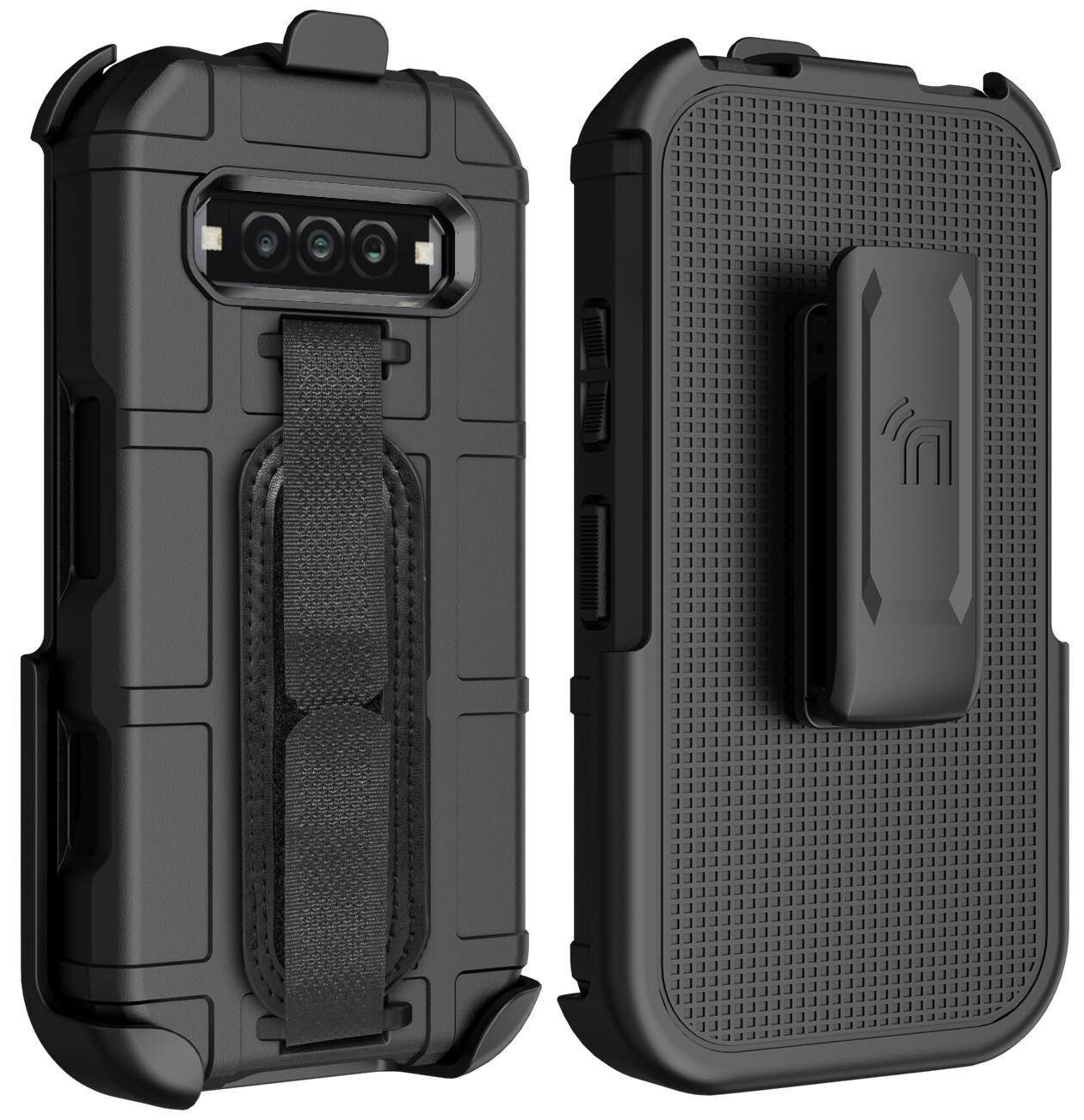 Alt View 6. Nakedcellphone - Combo for Kyocera DuraForce Pro 3 Phone - Special Ops Case and Holster Belt Clip and Hand Strap - Black.