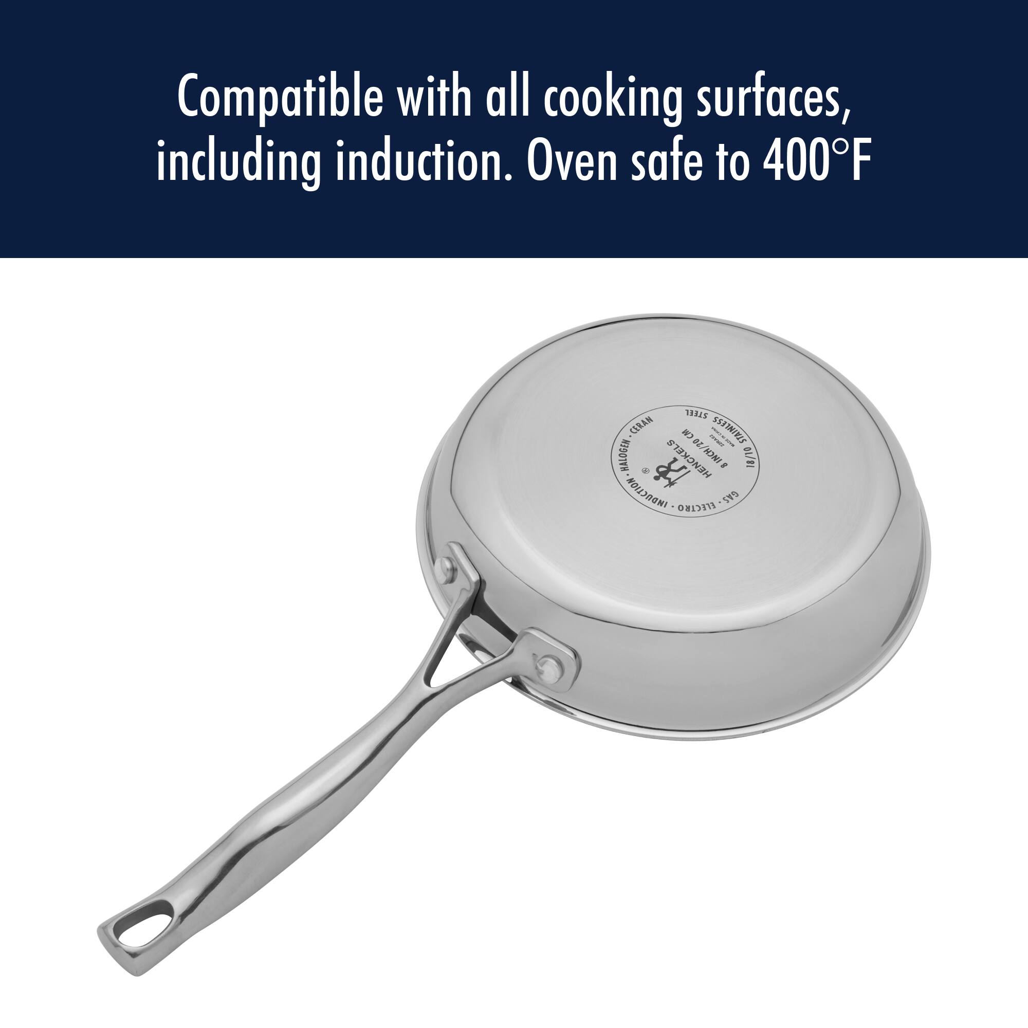 Compatible with all cooking surfaces, including induction. Oven safe to 400°F