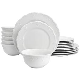 Elama - Henryi 18 Piece Porcelain Dinnerware Set - White