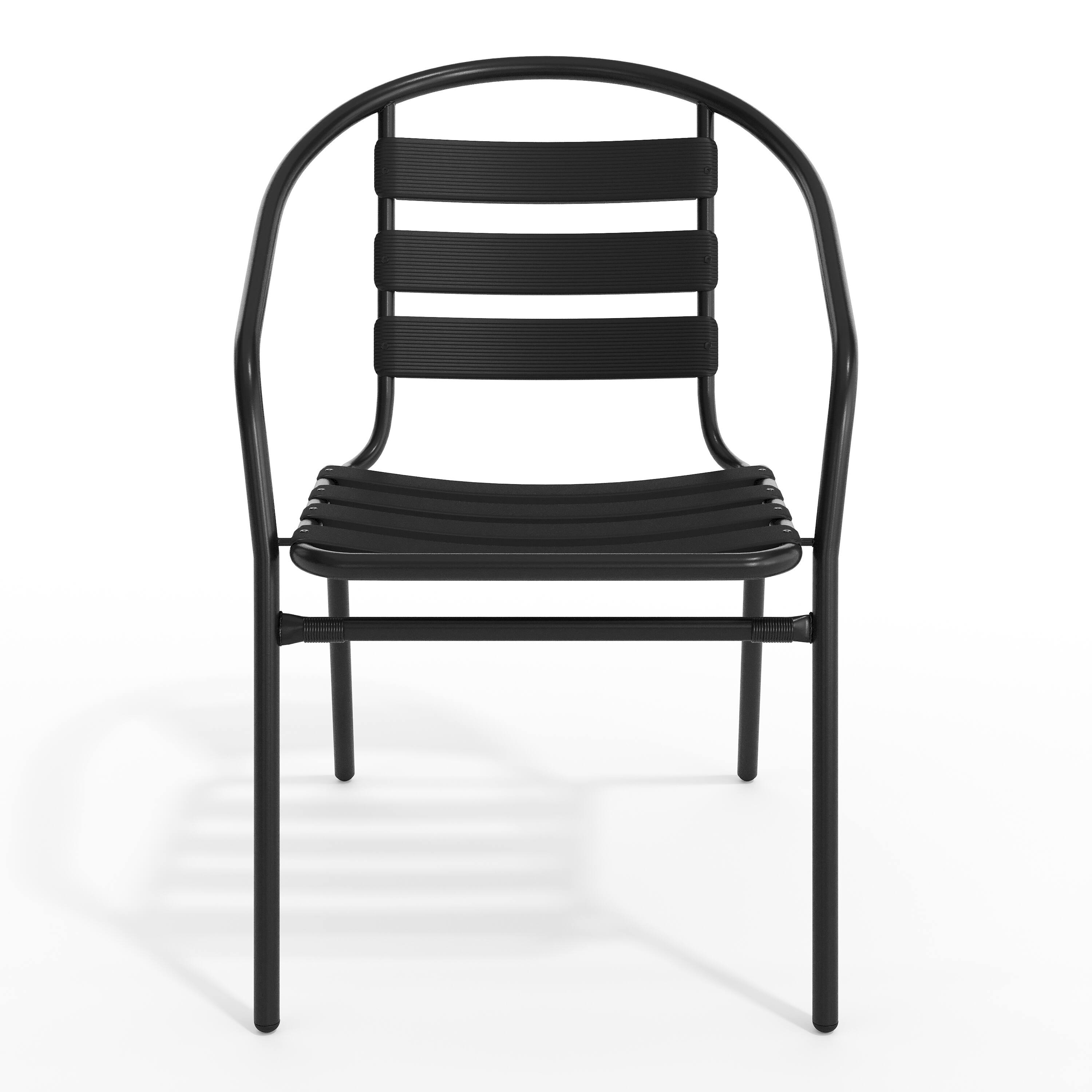 Alt View 9. Emma + Oliver - Metal Restaurant Dining Stack Chair with Aluminum Slats - Black.