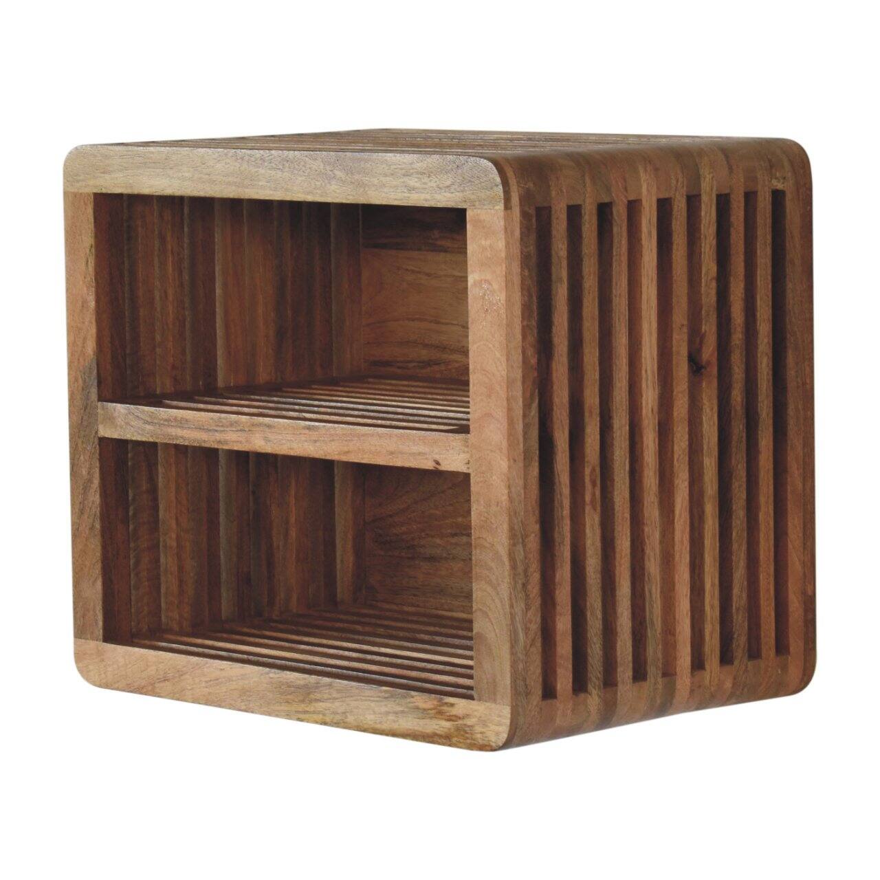 Left. Artisan Furniture - Artisan Furniture Solid Wood Soba Wall Mounted Bedside, 2 Shelves, Oak-ish, Light Brown - Oak.