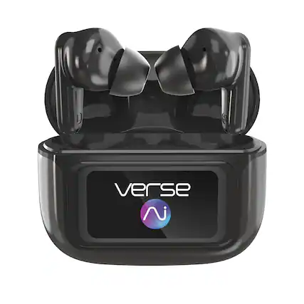 Front. Tzumi - Soundplay Verse Wireless AI Translation Earbuds – Bluetooth Earbuds with Real-Time Translator & Active Noise Cancelling.