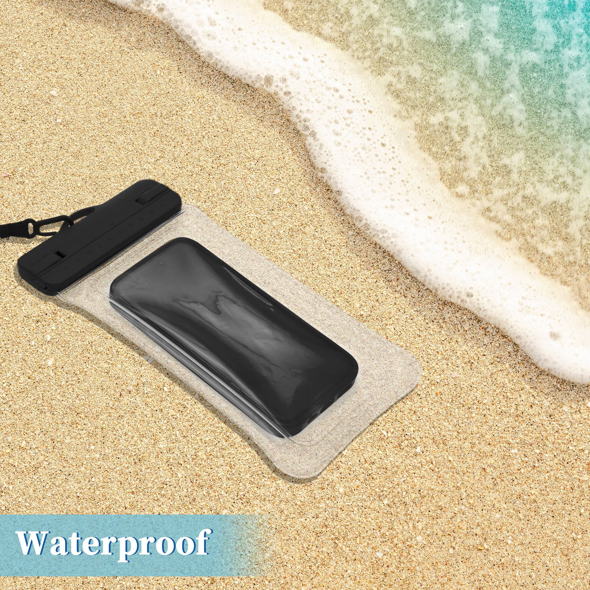 Alt View 1. Unique Bargains - 2pcs Inflatable Mobile Waterproof Bag Universal Waterproof Case Compatible for Phone 4.92"x9.65" - Black.