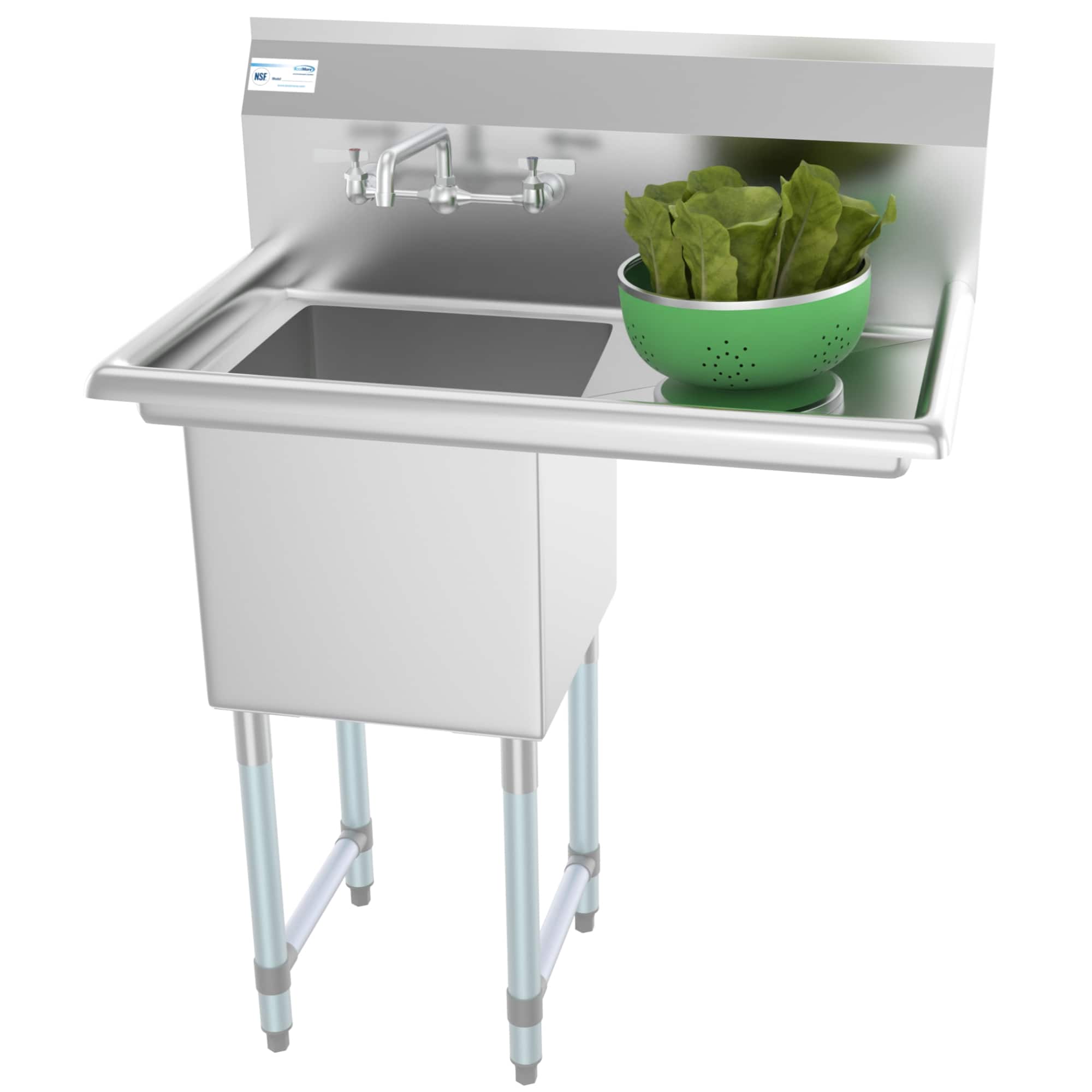 "Koolmore - 33 in. One Compartment Sink with Drainboard, Bowl Size 15""x 15""x 12"" SA151512-15R3FA - Stainless Steel" price history on PriceWatchPro