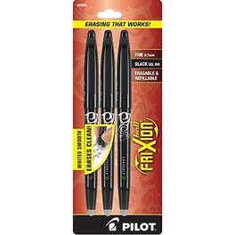 Pilot - FriXion Ball Erasable Gel Pens, Fine Point, Ink, 3/Pack - Black