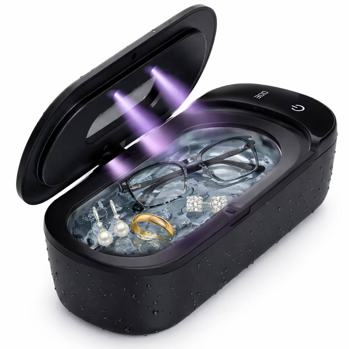 Front. Luminuxe - Portable Ultrasonic Jewelry Cleaner, 48KHz Deep Cleaning Machine for Jewelry, Eyeglasses, Watches & More - Black.