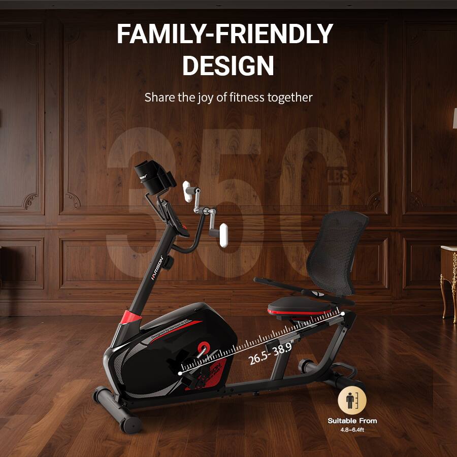 FAMILY-FRIENDLY DESIGN  
Share the joy of fitness together  

LBS S50  
NOSEH RV  
n rved  
38.9"  
26.5-38.9"  
TUSON NE  

Suitable From 4.8-6.4ft