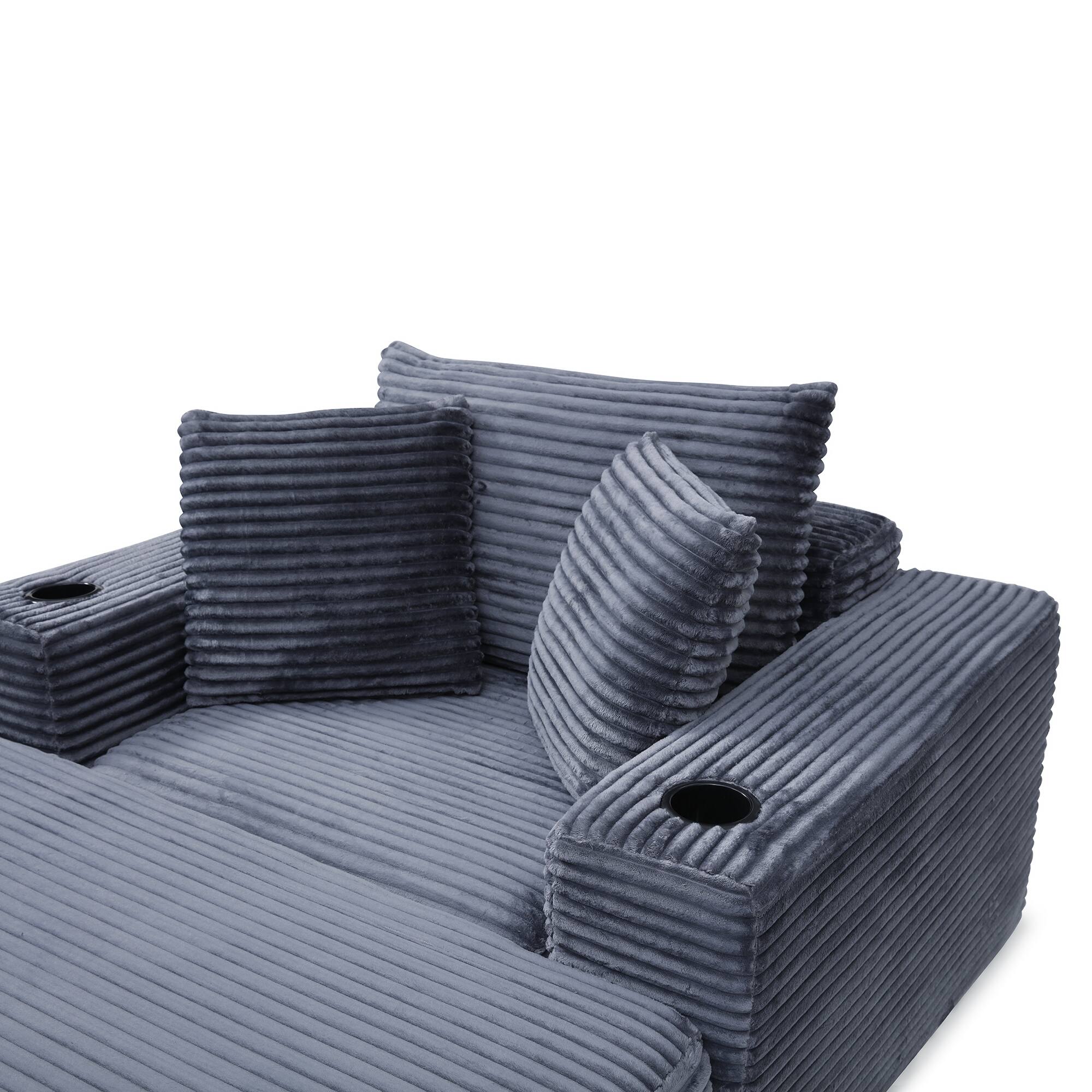 Alt View 2. Roomtec - 52.4 Boneless Chaise Lounge Chair IndoorOversized CloudLike Cozy Comfy Modular 3in1 Sofa Bed for Reading Living Room - Grey.