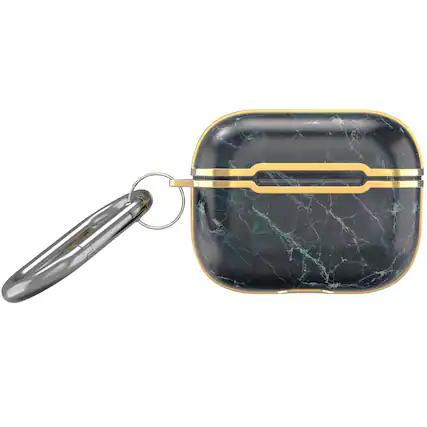 Front. Vena - Marble Pattern Case for Apple AirPods Pro 2 Case, Protective Cover For AirPods Pro 2nd Generation, Black / Gold - Multicolored.