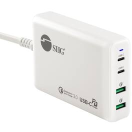 SIIG Inc - SIIG 100W Dual USB-C PD 3.0 PPS & QC 3.0 Combo Power Charger - White - Powerfull 4-Port high-power charger with two - White
