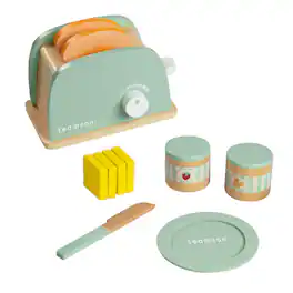Teamson Kids - 10-Piece Kids Wooden Toaster Set