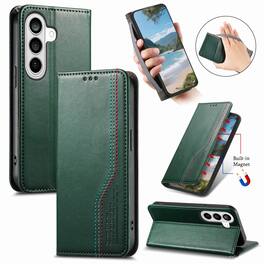 Dteck - For Samsung Galaxy S26 Wallet Case with Wristband, Faux Leather Card Slot Magnetic Closure Stand Shockproof Cover - Green