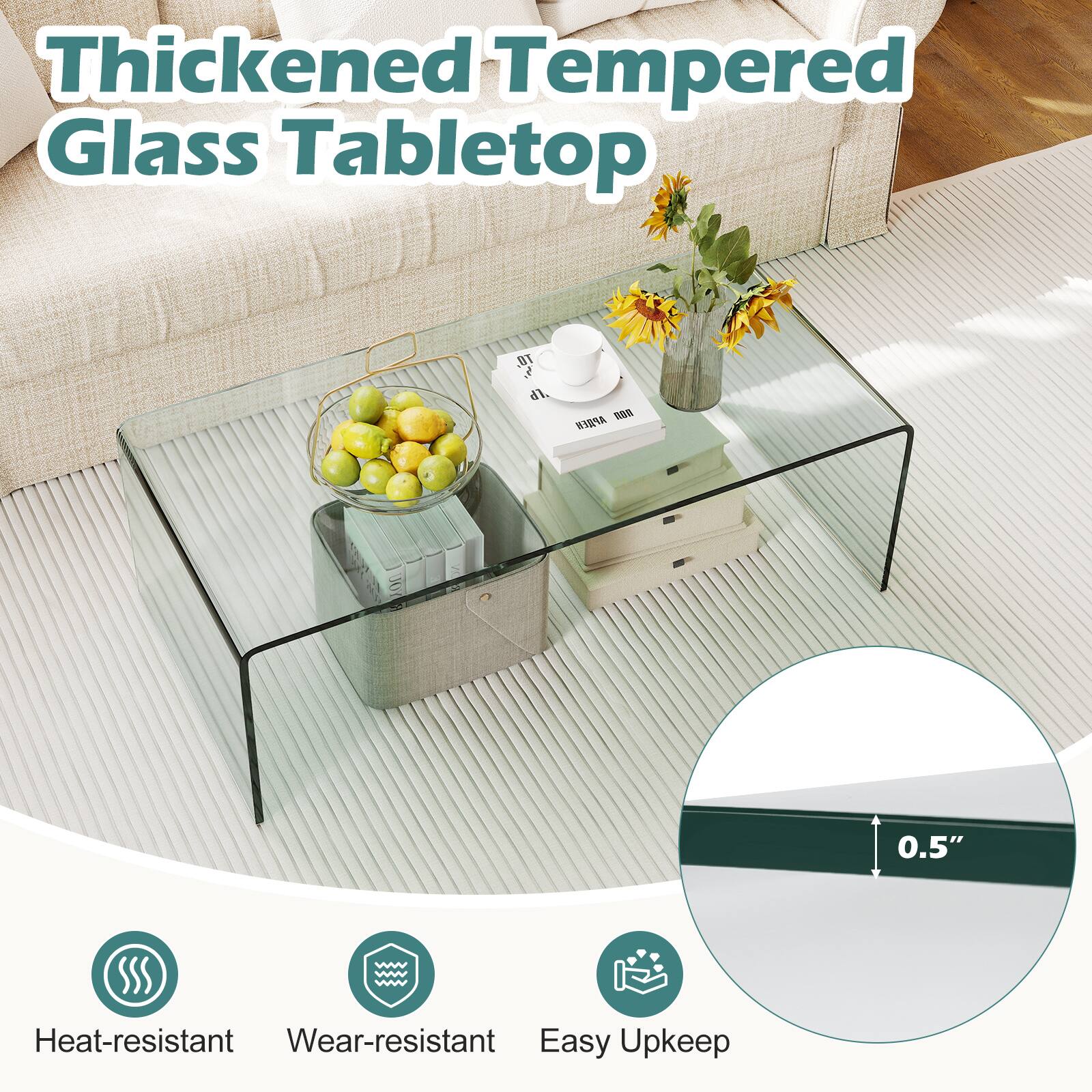 Thickened Tempered Glass Tabletop

- Heat-resistant
- Wear-resistant
- Easy Upkeep

0.5"