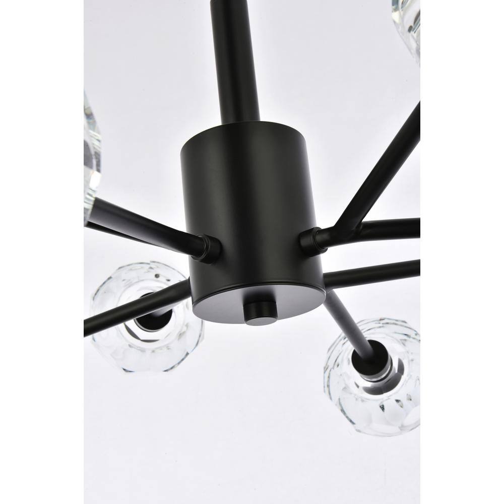 Alt View 1. Elegant Lighting - Graham 8 Light Pendant in Black - Black And Clear.