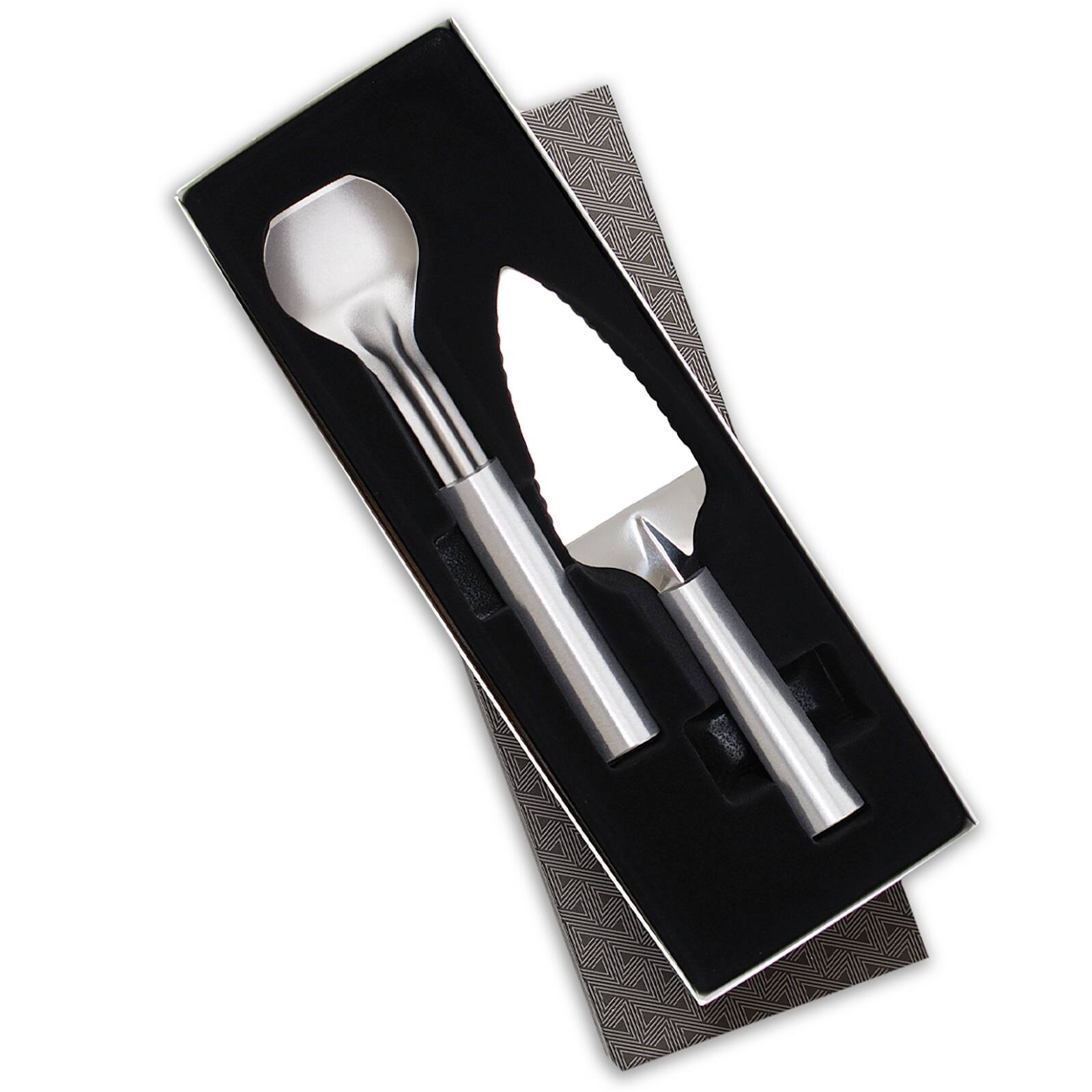 Front. Rada - Cutlery Pie A 'La Mode Serving Set with Gift Box, Silver Handles - Silver.