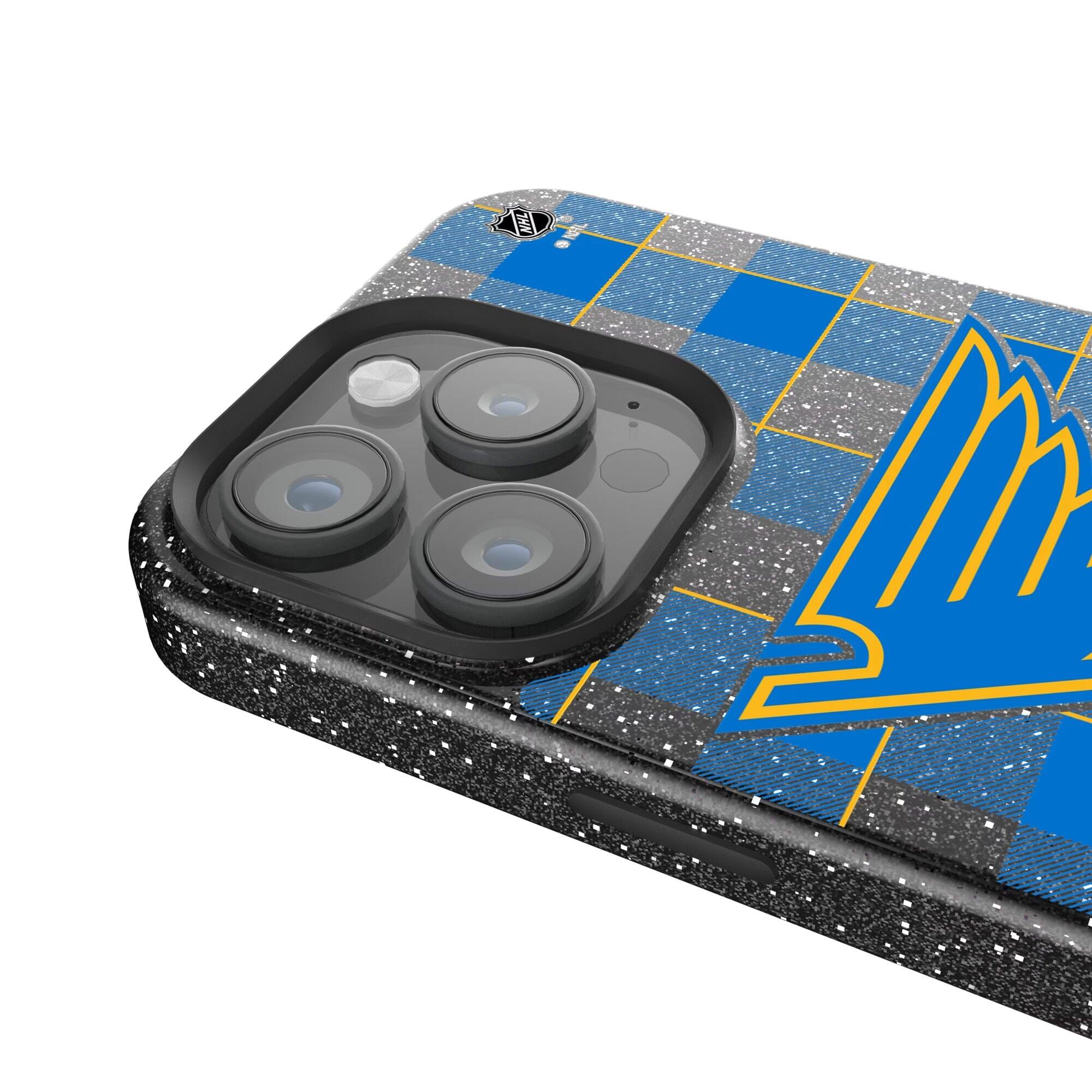Alt View 3. Keyscaper - St. Louis Blues Plaid Bling iPhone Case - 14 - Black.