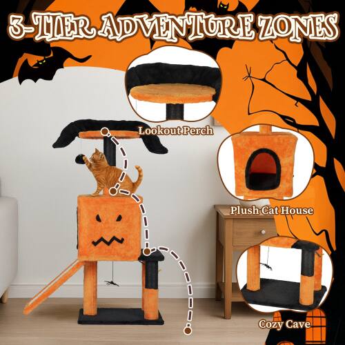 3-TIER ADVENTURE ZONES

- Lookout Perch
- Plush Cat House
- Cozy Cave