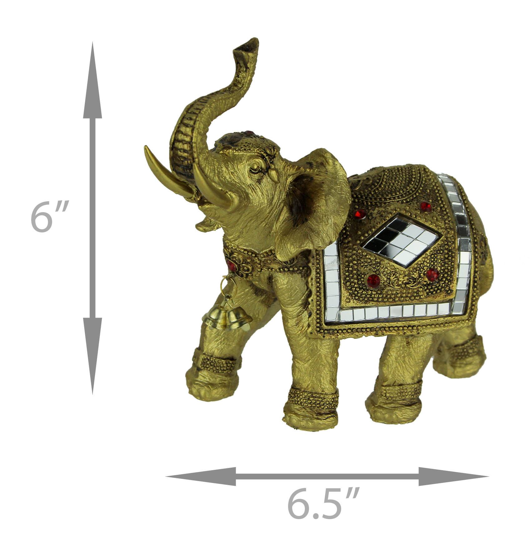Alt View 3. Everspring Import Co. - Golden Decorated Eastern Elephant Statue - Gold.