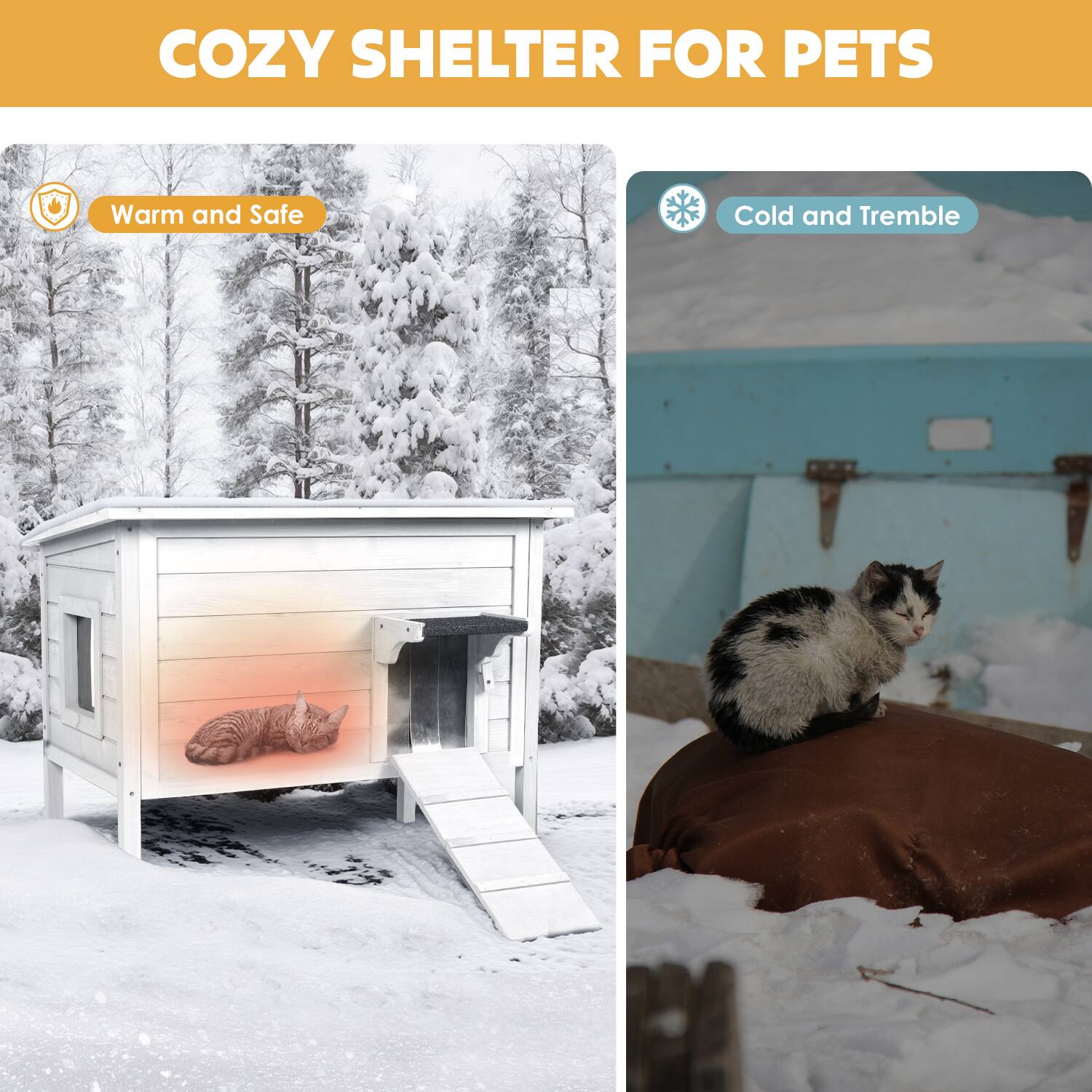COZY SHELTER FOR PETS

Warm and Safe

Cold and Tremble