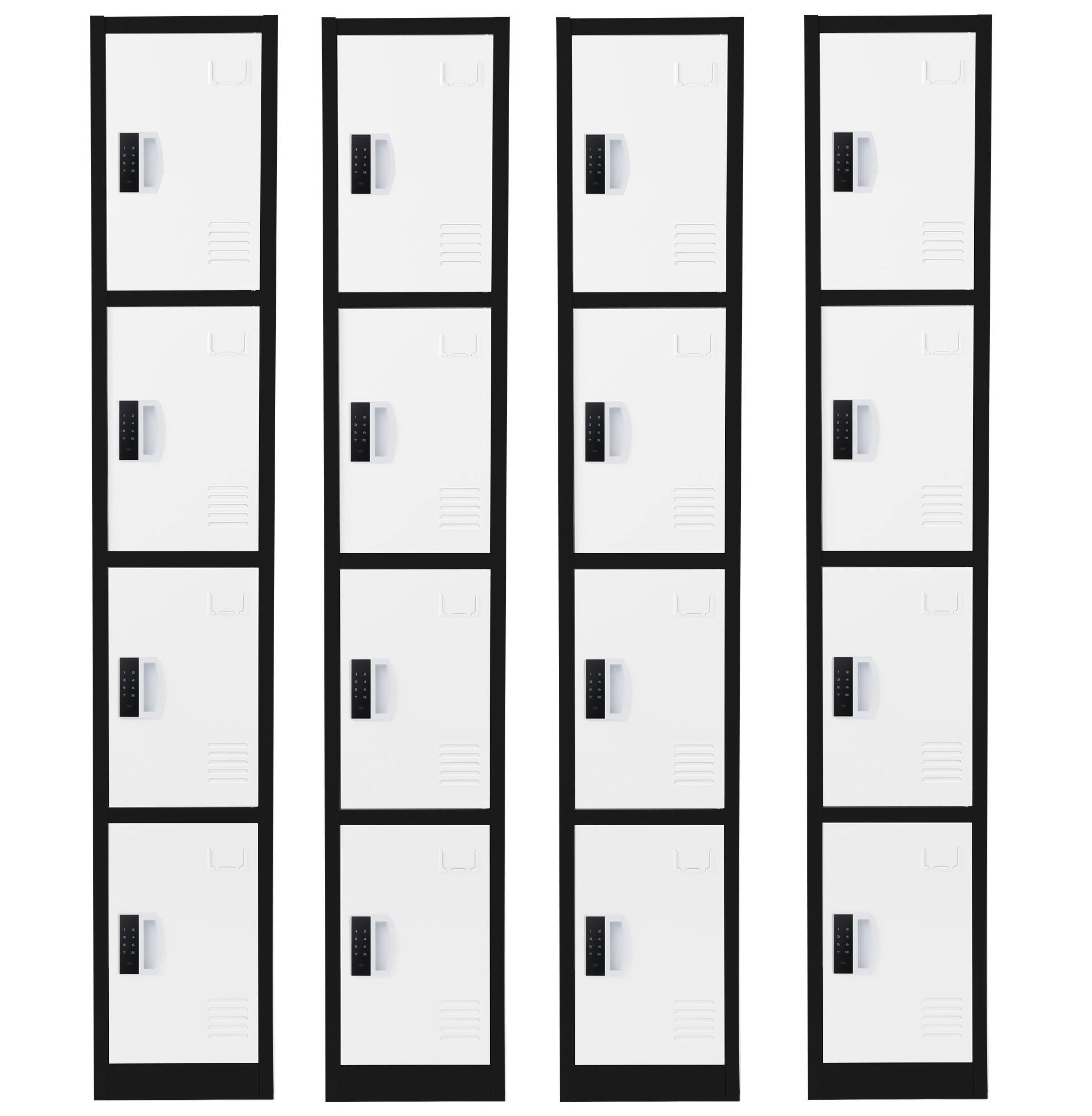 Front. AdirOffice - Storage Locker 629-Series 72" H 4-Tier Steel Digital Lock 4-Shelf Locker, 4/Pack - Black and White.