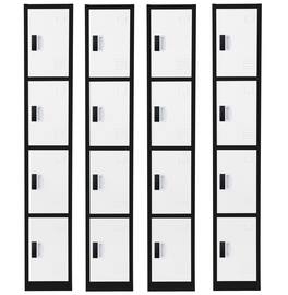 AdirOffice - Storage Locker 629-Series 72" H 4-Tier Steel Digital Lock 4-Shelf Locker, 4/Pack - Black and White